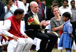 Sweden Prime Minister Fredrik Reinfeldt's wife Filippa Reinfeldt with a liberated scavenger's child in New Delhi on Friday 06 Nov 2009.