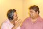Composer Monty Sharma and Lyricist Javed Akhtar enjoy Shankar Mahadevan's vocals in the recording studio for the film "Mirch".
