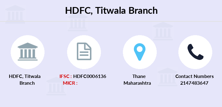 HDFC Titwala IFSC Code HDFC0006136