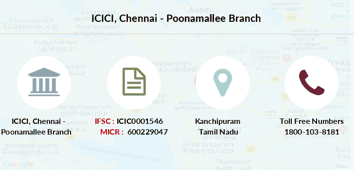 ICICI Chennai - Poonamallee IFSC Code ICIC0001546