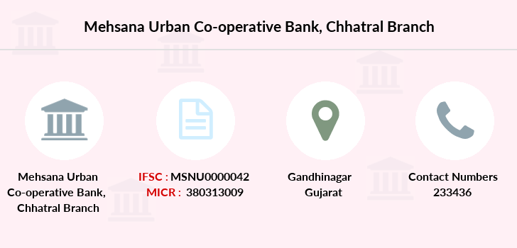 Mehsana Urban Co-operative Bank Chhatral IFSC Code MSNU0000042