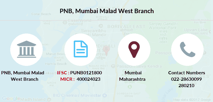 PNB Mumbai Malad West IFSC Code PUNB0121800