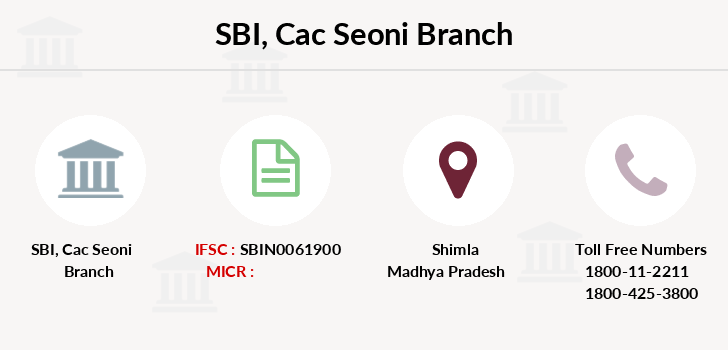 Seoni Std Code SBI Cac Seoni IFSC Code SBIN0061900