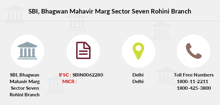 SBI Bhagwan Mahavir Marg Sector Seven Rohini IFSC Code SBIN0062280