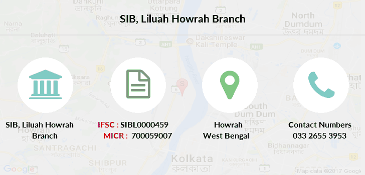 SIB Liluah howrah IFSC Code SIBL0000459