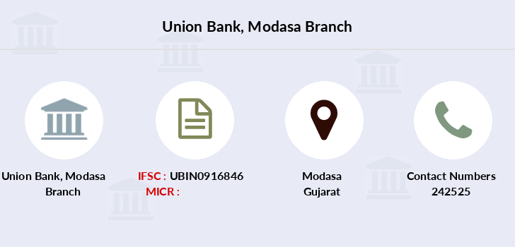 Modasa Pin Code Union Bank Modasa IFSC Code UBIN0916846