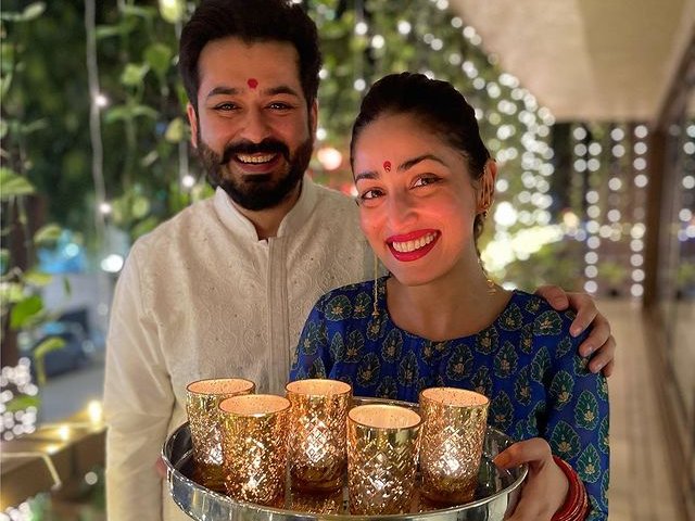 Yami Gautam celebrates first Diwali with husband Aditya Dhar