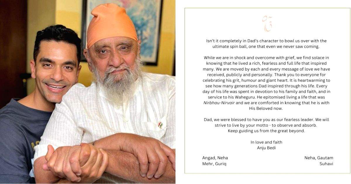 Angad, Neha and family mourn demise of Bishan Singh Bedi: 'Blessed to have you as our fearless leader' - Vimarsana News