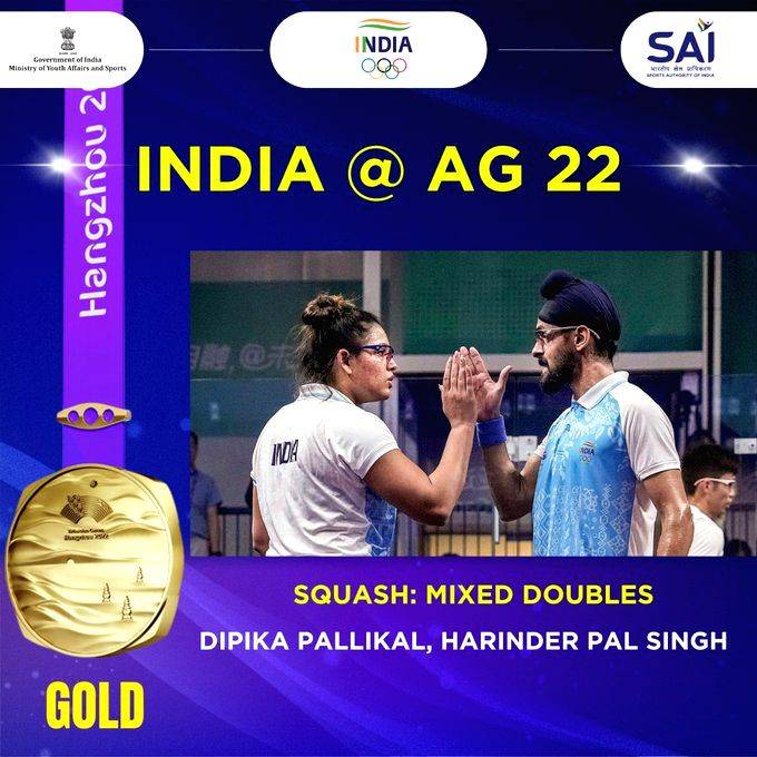 Asian Games: Dipika-Harinder pair wins gold in mixed doubles squash - Vimarsana News
