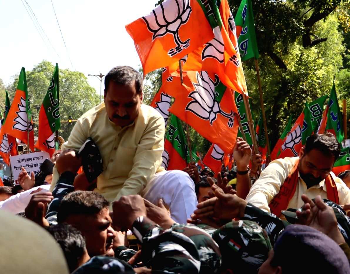 Delhi BJP stages protest, demands Sisodia's resignation - Vimarsana News