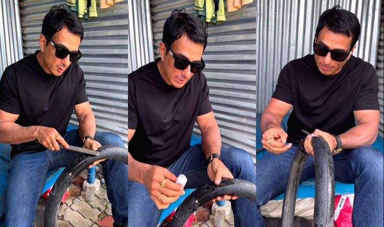 'Gareebo Ka Masiha' Sonu Sood fixes puncture in local repair shop; fans shower love - Vimarsana News