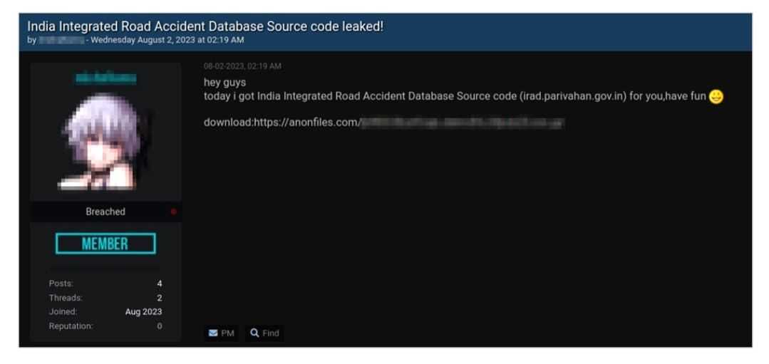 Govt's Parivahan website's source code, user data exposed on dark web - Vimarsana News