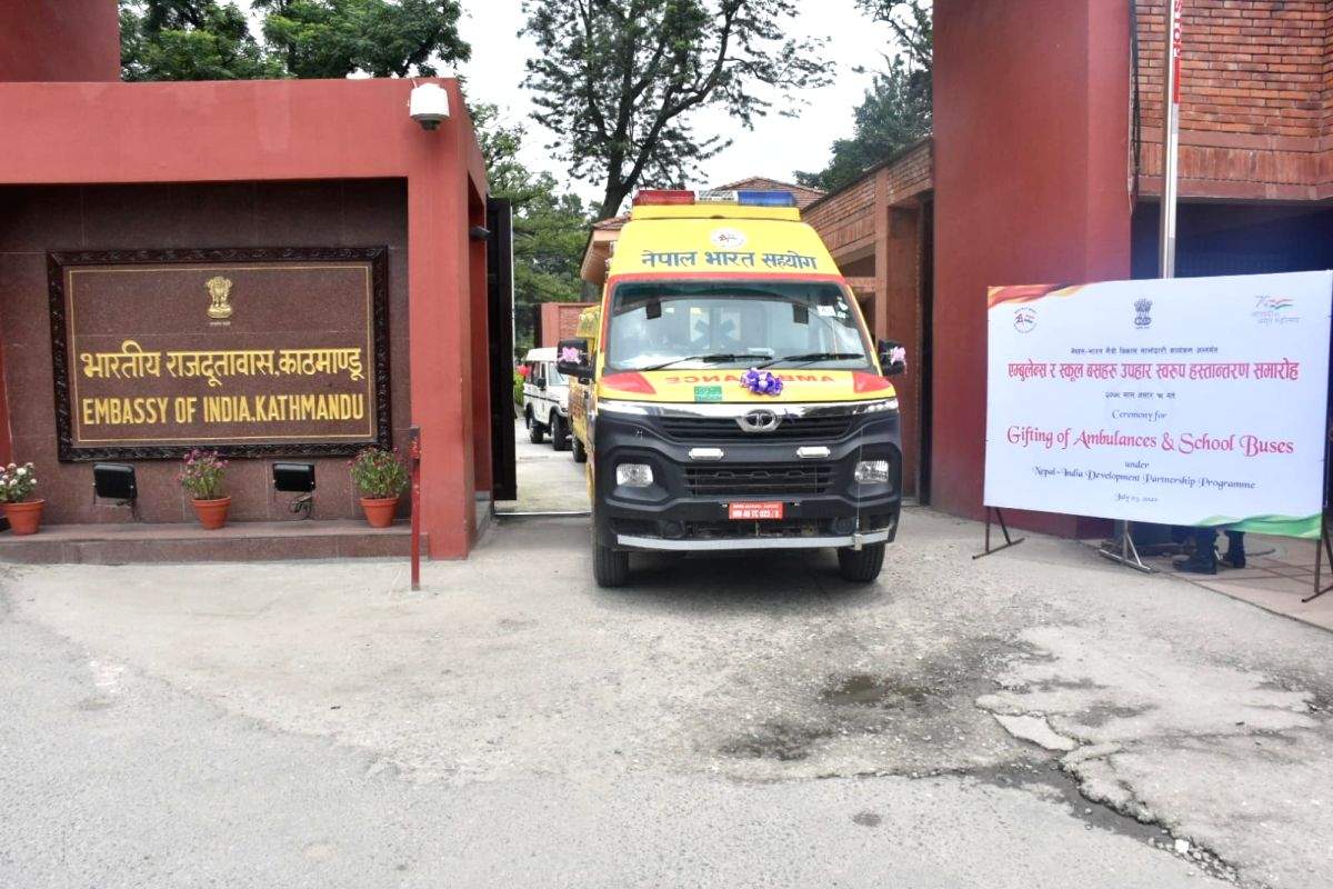 India gifts 75 ambulances, 17 school buses to Nepali organisations - Vimarsana News