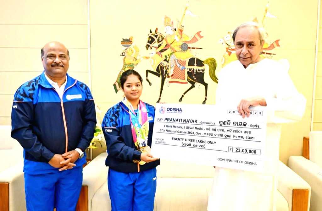 Odisha CM felicitates gymnast Pranati Nayak with cash award - Vimarsana News