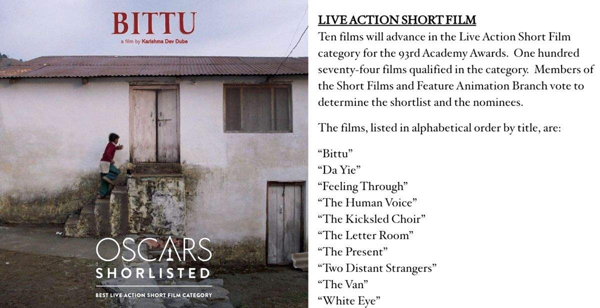 Oscars 2021: India's 'Bittu' makes it to Live Action Short Film shortlist - Vimarsana News