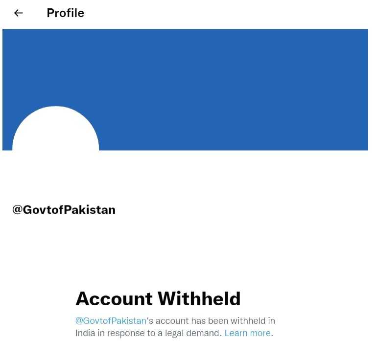 Pakistan govt's Twitter account withheld in India - Vimarsana News