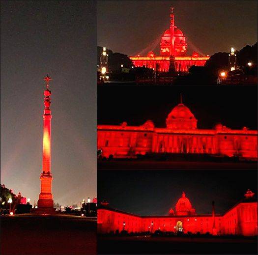 Rashtrapati Bhawan illuminated in red to spread awareness on dyslexia - Vimarsana News