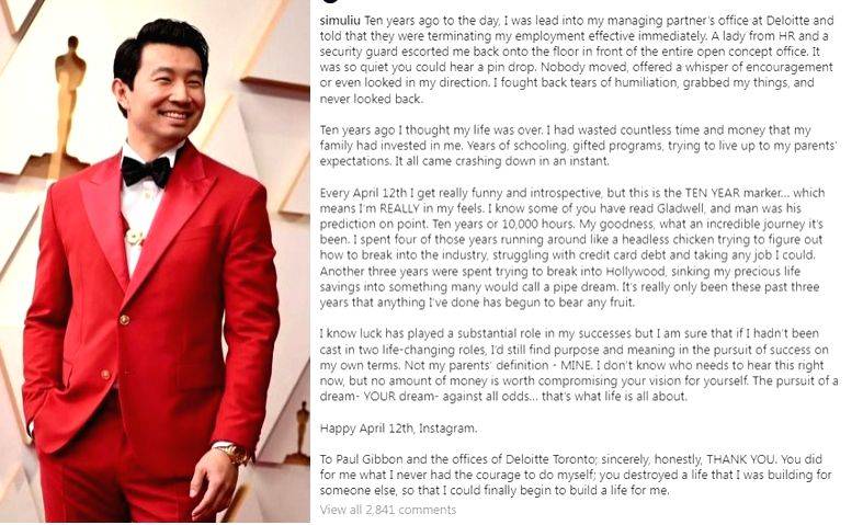 Simu Liu thanks ex-boss for firing him 10 years ago - Vimarsana News