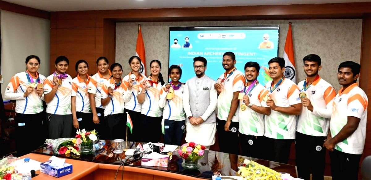 Sports Minister Anurag Thakur felicitates medal-winning compound and recurve archers - Vimarsana News