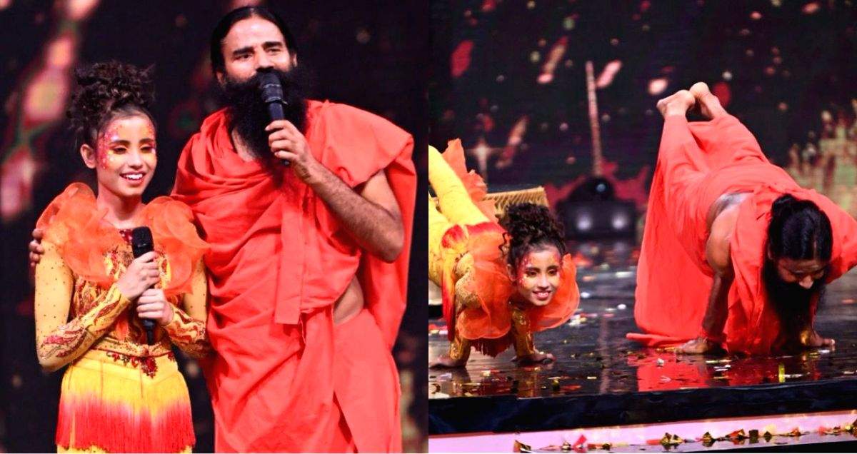 Swami Ramdev teaches Yoga asanas to 'IGT' contestant - Vimarsana News