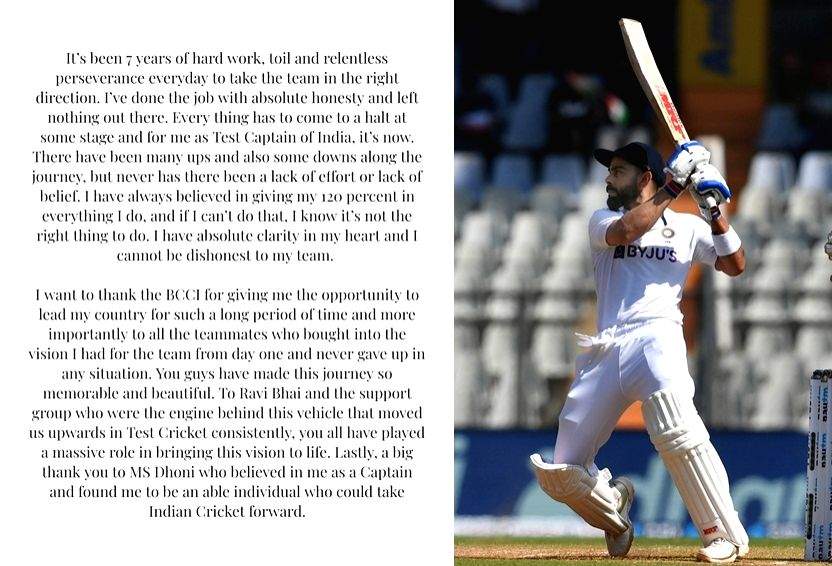 Virat Kohli steps down as India Test captain - Vimarsana News