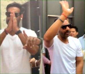 Ajay Devgn greets fans with a namaste outside his residence in Mumbai on 55th b'day - Vimarsana News