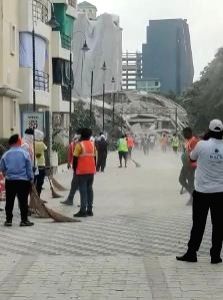 Twin tower demolition: Cleaning up begins, walls, windows damaged in adjacent society - Vimarsana News