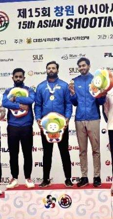 Men's Skeet team of Ananat, Gurjoat, Angad strike gold in Asian Shooting Championship - Vimarsana News