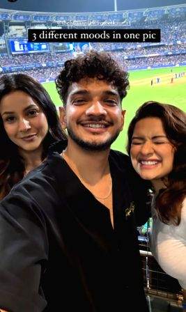 Munawar shares selfie of 'three different moods' with Shehnaaz, Avneet from IPL match - Vimarsana News