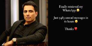 Sonu Sood's WhatsApp gets restored: '9,483 unread messages in 61 hours' - Vimarsana News