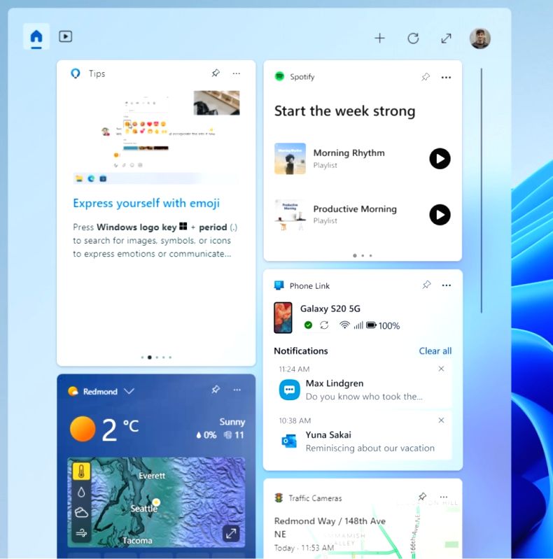 Microsoft unveils Spotify, Phone Link widgets for Windows 11 - Vimarsana News